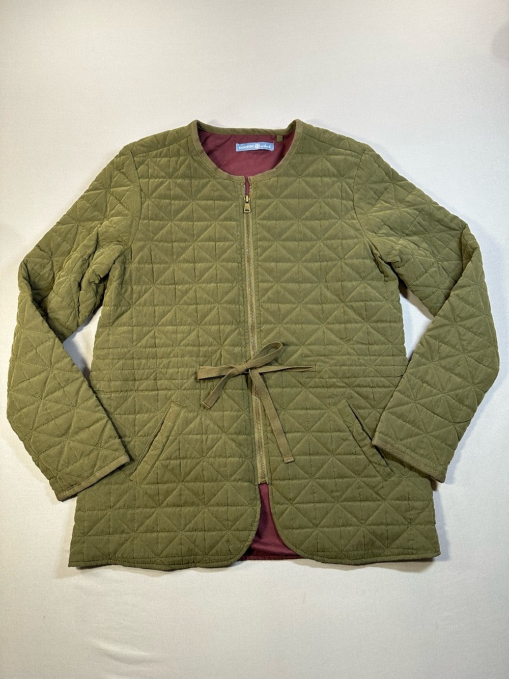 Signature Weekend Quilted Collarless Jacket, Cinch-Tie Waist - Womens Medium - Picture 2 of 12